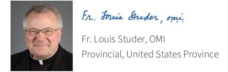 Father Louis Studer, OMI Provincial, United States Province, Photo and Signature